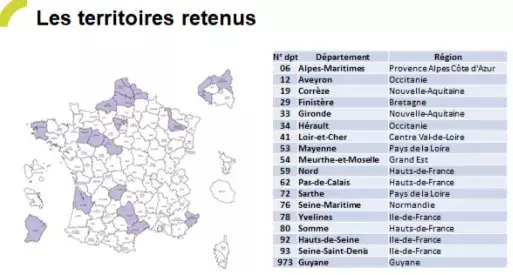 Teritoires retenus - Le Service public départemental de l'Autonomie